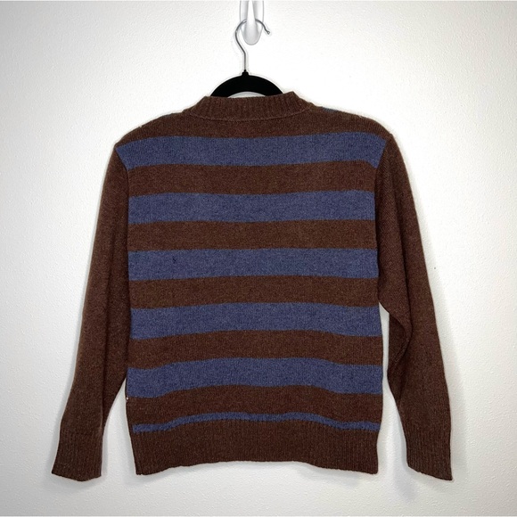 Burberry Youth Argyle V-Neck Sweater Cotton Brown Blue Diamond Striped Size 12Y - Picture 5 of 13